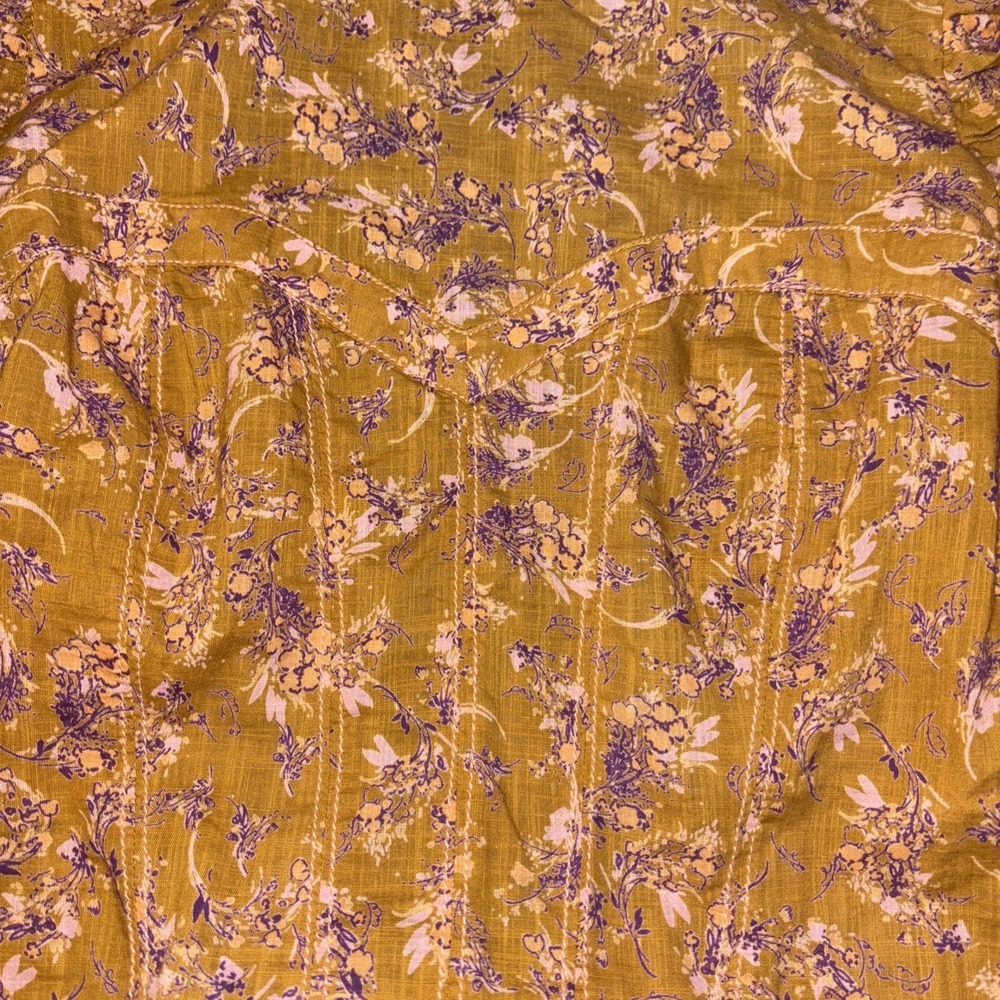 Free People Monica Gold Floral Corset Style Crop Top Open Back Size Large - Picture 2 of 8